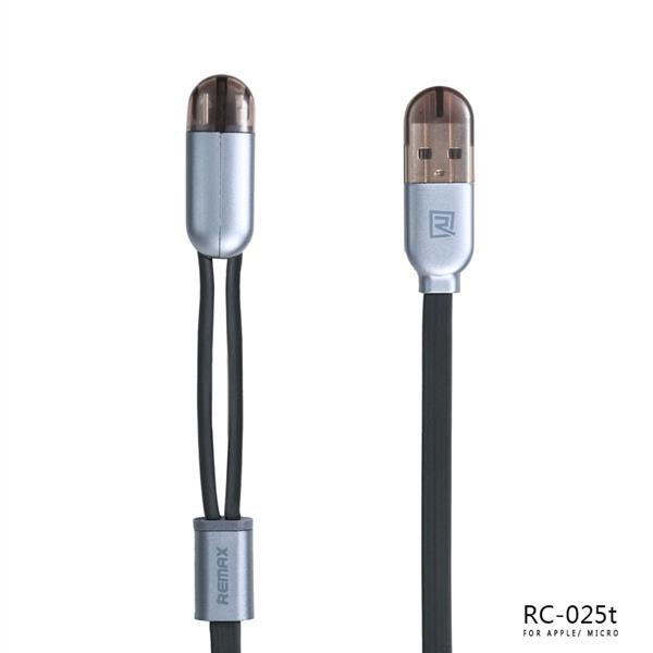 کابل تبدیل USB به microUSB و لایتنینگ ریمکس مدل RC-025t